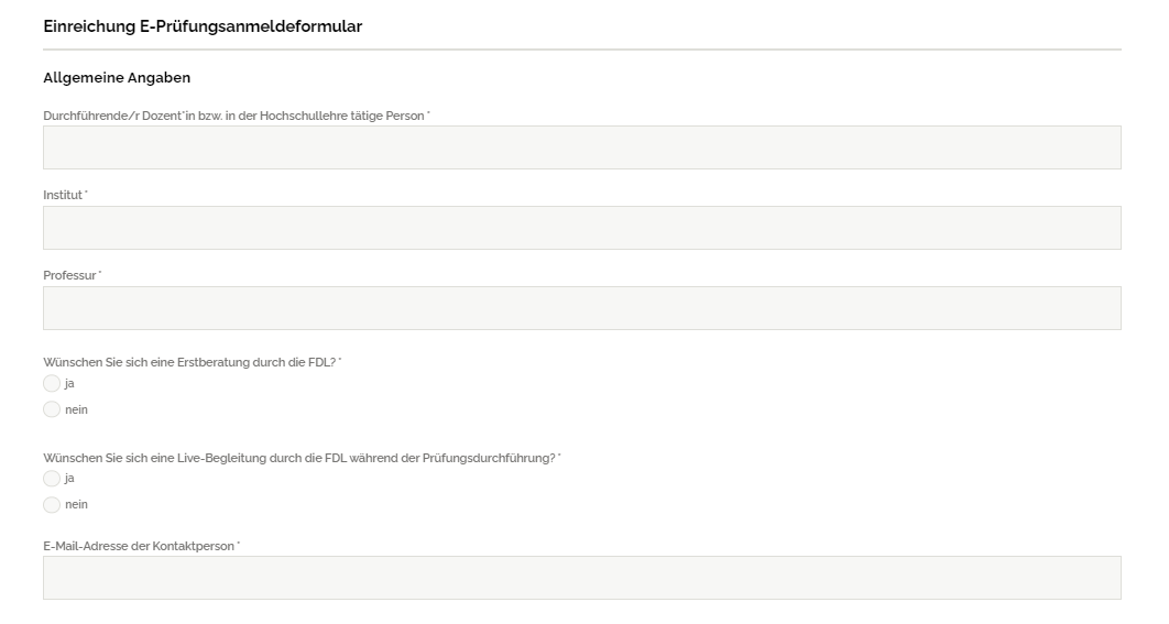 E-Prüfungsanmeldeformular